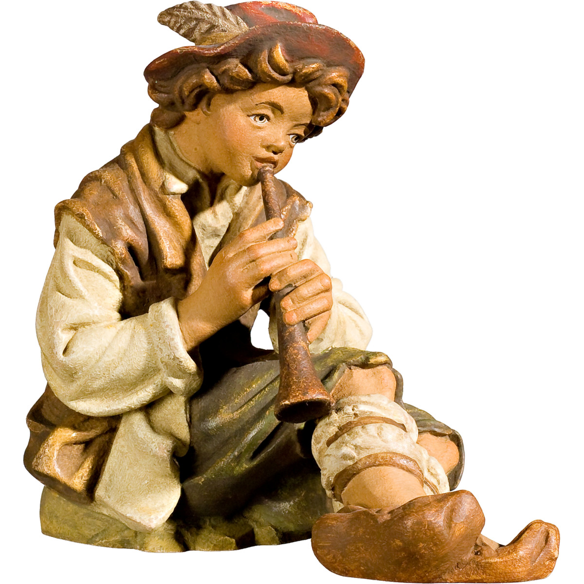 Pastor sentado con flauta